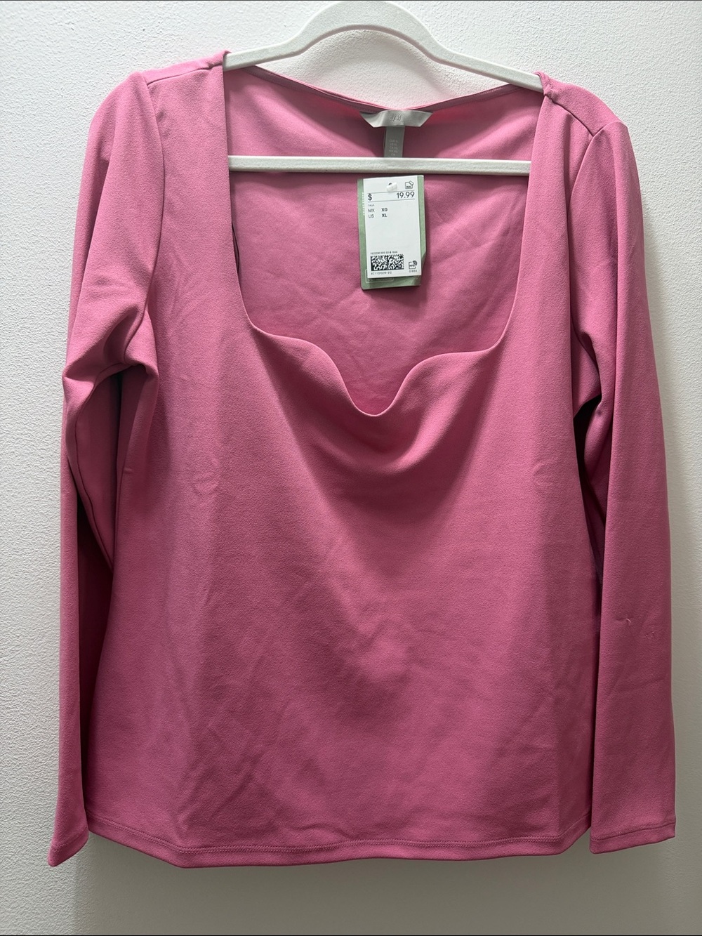 H&M Pink Long-Sleeve Scoop Neck Top